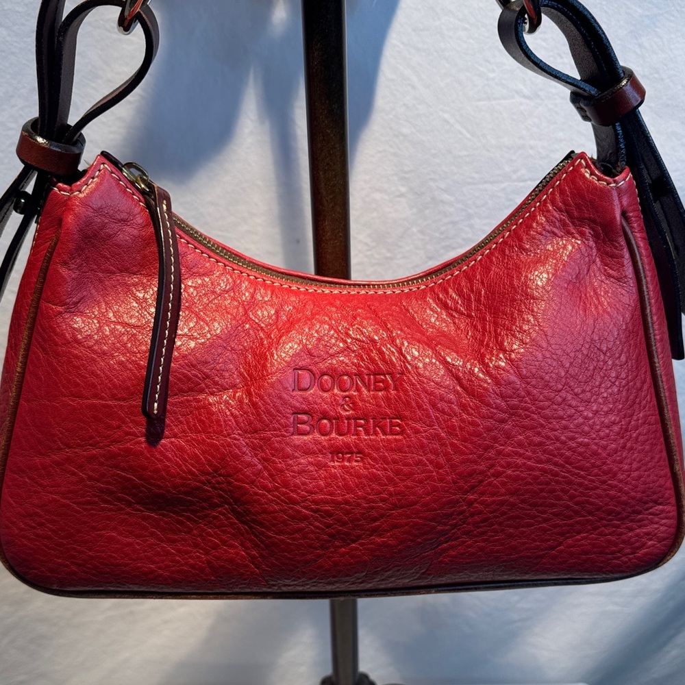 Dooney & Bourke Cherry Red Leather Hobo Shoulder Bag - Picture 2 of 15